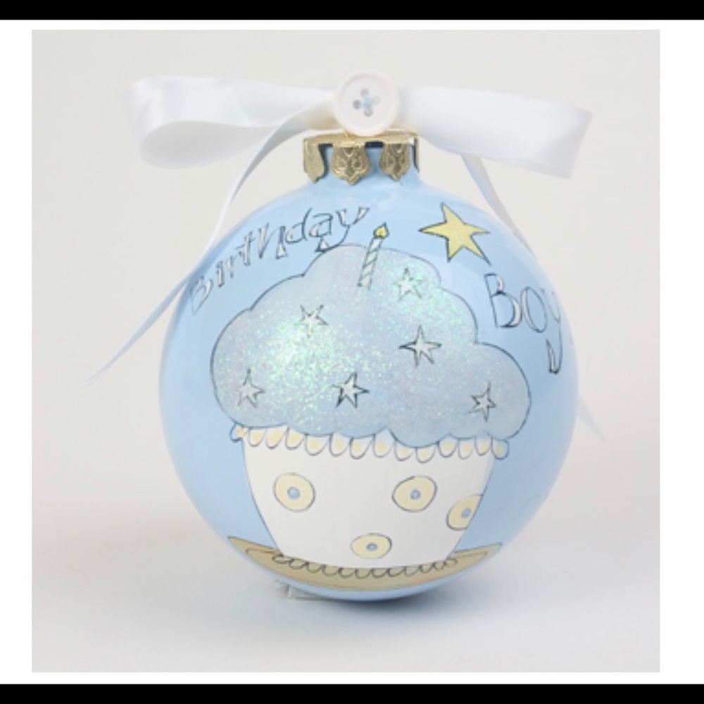 NIB Pavilion Gift Company Cute As A Button Birthday Boy Ornament!